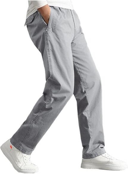 Mens Cargo Pants,Elastic Waist Sweatpants for Men Casual Long Trousers Light Jogger Pants