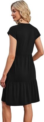 Summer Dresses for Women 2025 Cap Sleeve Casual Sundresses Floral Tiered Swing Babydoll Vacation Mini Dress - Image 5