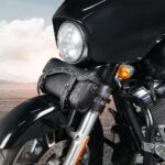 Vintage Motorcycle Front Fork Bag, Universal Motorcycle Handlebar Bag, Waterproof, Black, 1.5L, Universal Fit - Image 4