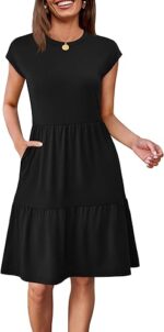 Summer Dresses for Women 2025 Cap Sleeve Casual Sundresses Floral Tiered Swing Babydoll Vacation Mini Dress