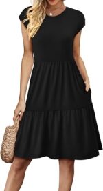 Summer Dresses for Women 2025 Cap Sleeve Casual Sundresses Floral Tiered Swing Babydoll Vacation Mini Dress - Image 2