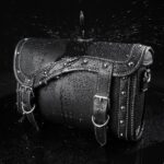 Vintage Motorcycle Front Fork Bag, Universal Motorcycle Handlebar Bag, Waterproof, Black, 1.5L, Universal Fit - Image 2